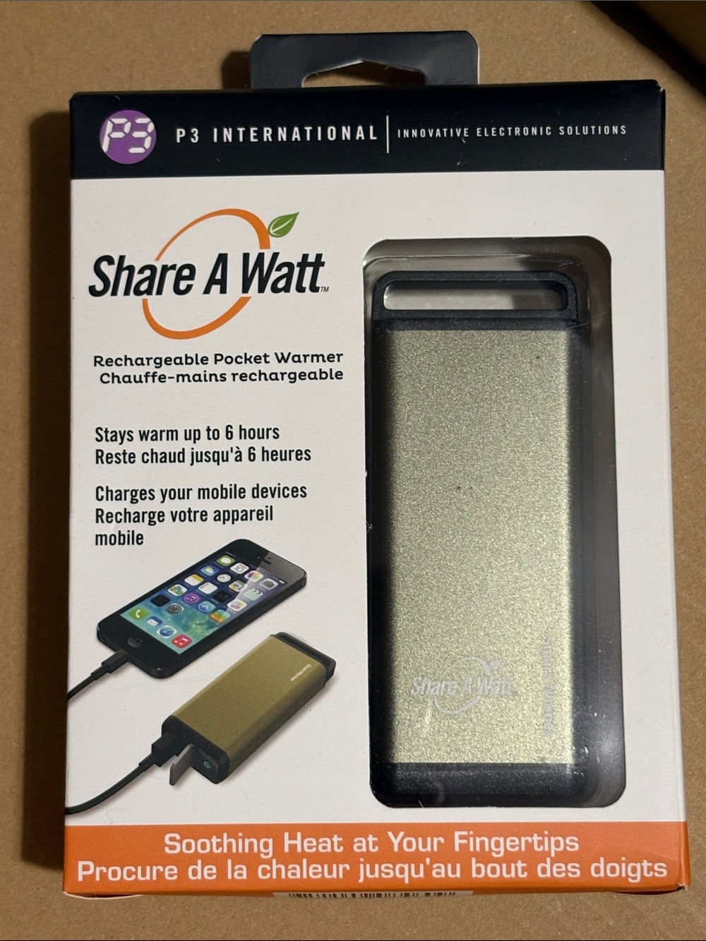 Rechargeable Pocket Warmer & Power Bank (v)